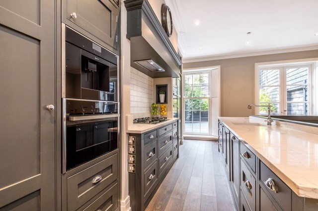 uPVC white sliding sash Georgian windows in a kitchen