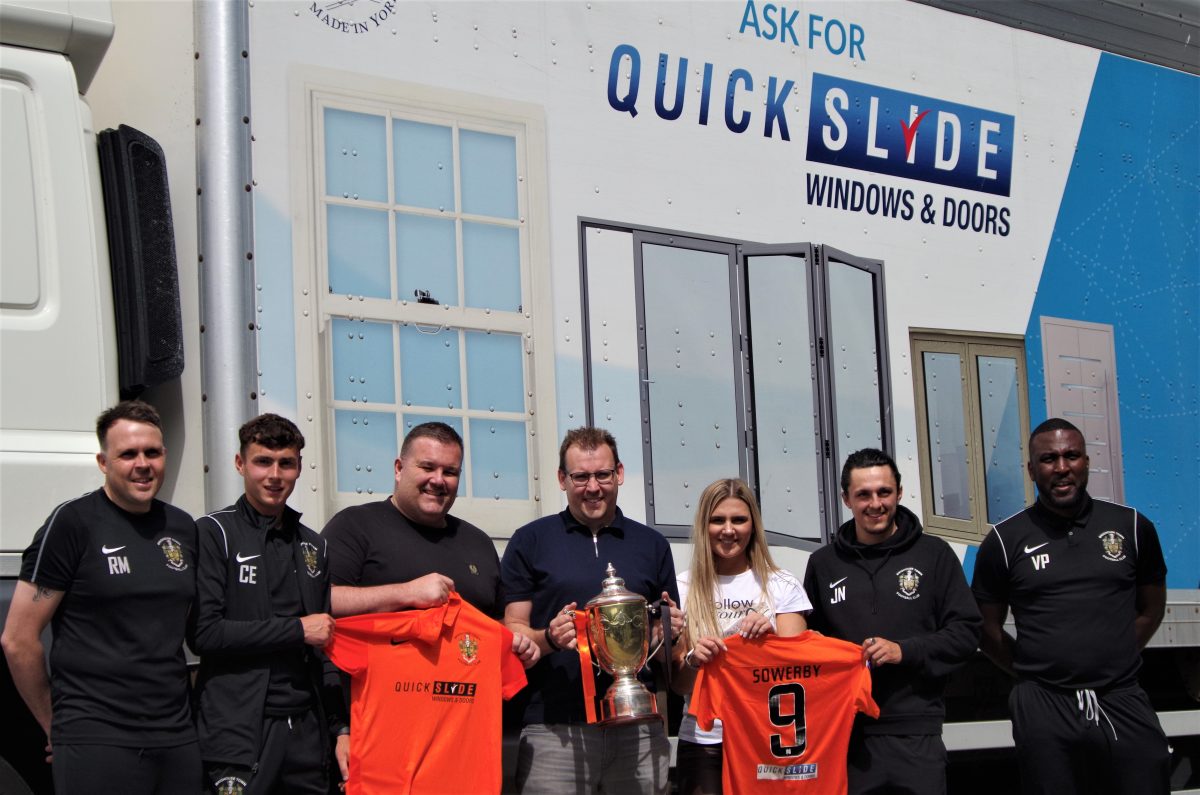 Quickslide sponsors Brighouse Town FC for another season, reinforcing community ties and supporting local teams.