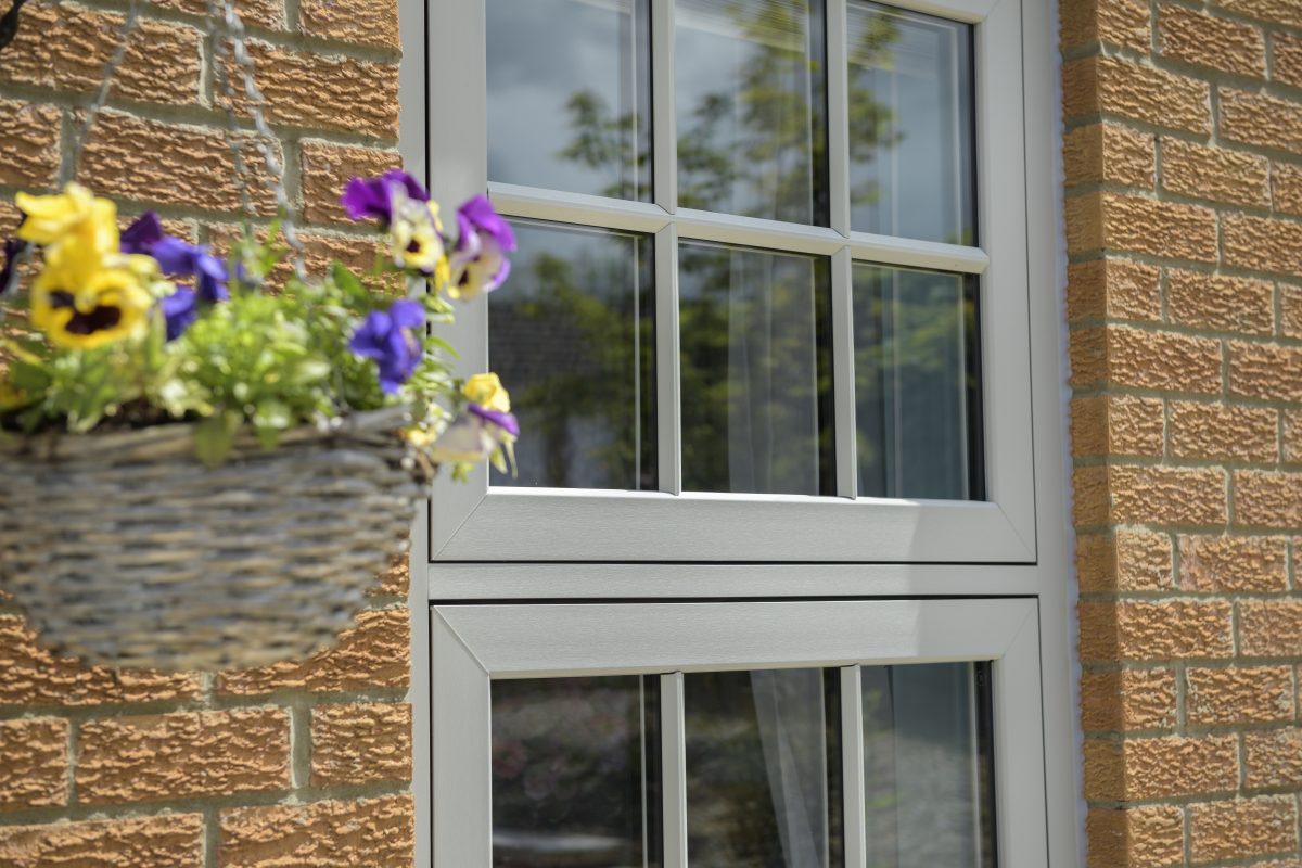 Close up exterior view of our agate grey Flush Sash Window.