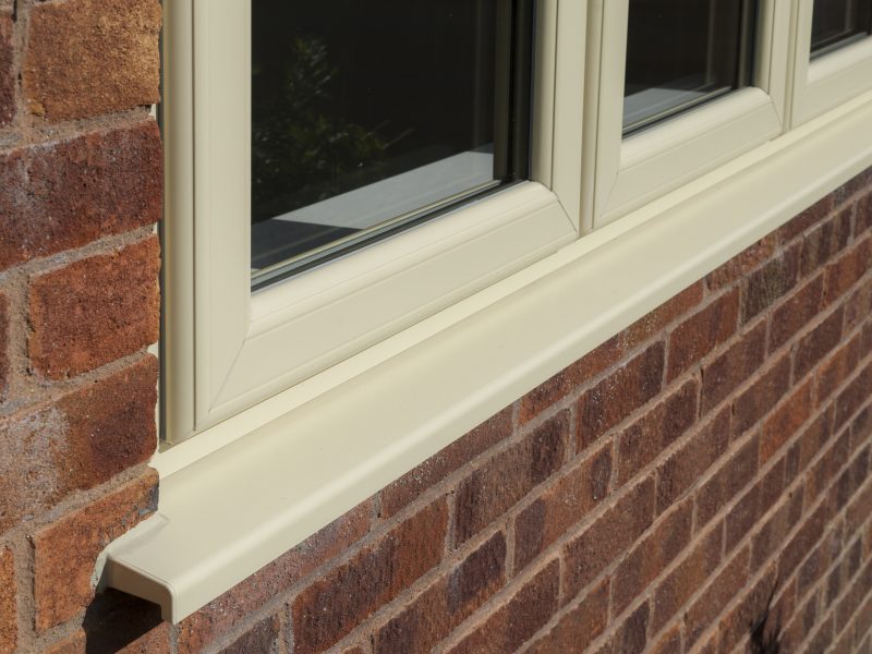 Close-up of a uPVC window featuring a single sill option, showcasing its style and finish