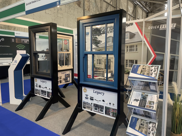 Portable display stands for sash window samples, ideal for flexible showroom presentations