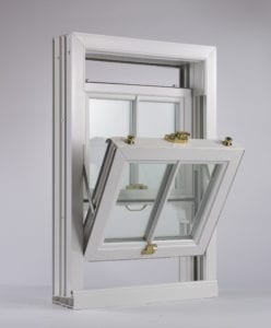 partially open and titled upvc sash window unit