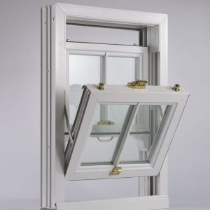 Partially open and tilted sash window unit