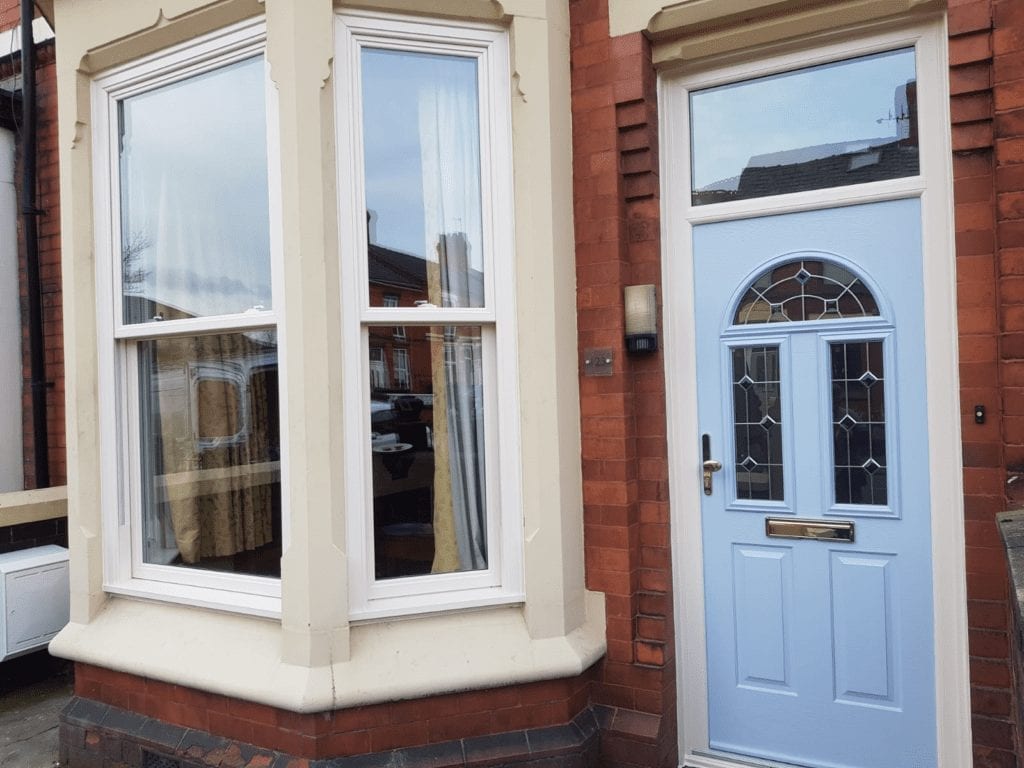 sliding sash windows in a bay window configuration