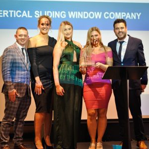 Winners Event 2021. Quickslide's achievement as winners of the National Fenestration Awards' Vertical Sliding Window Company in 2021. Quickslide's vertical sliding sash window, their flagship product, received this prestigious honor.