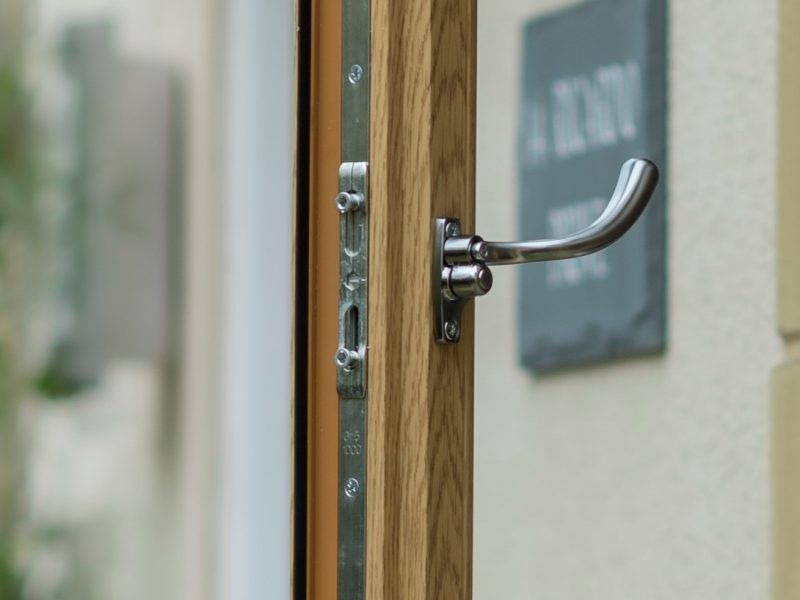 Close-up of the multi-point locking system on a uPVC flush sash window for enhanced security