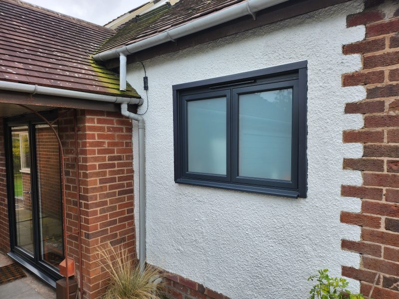 Frosted glass aluminium windows