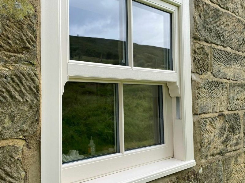 Cream Woodgrain Sliding Sash Windows