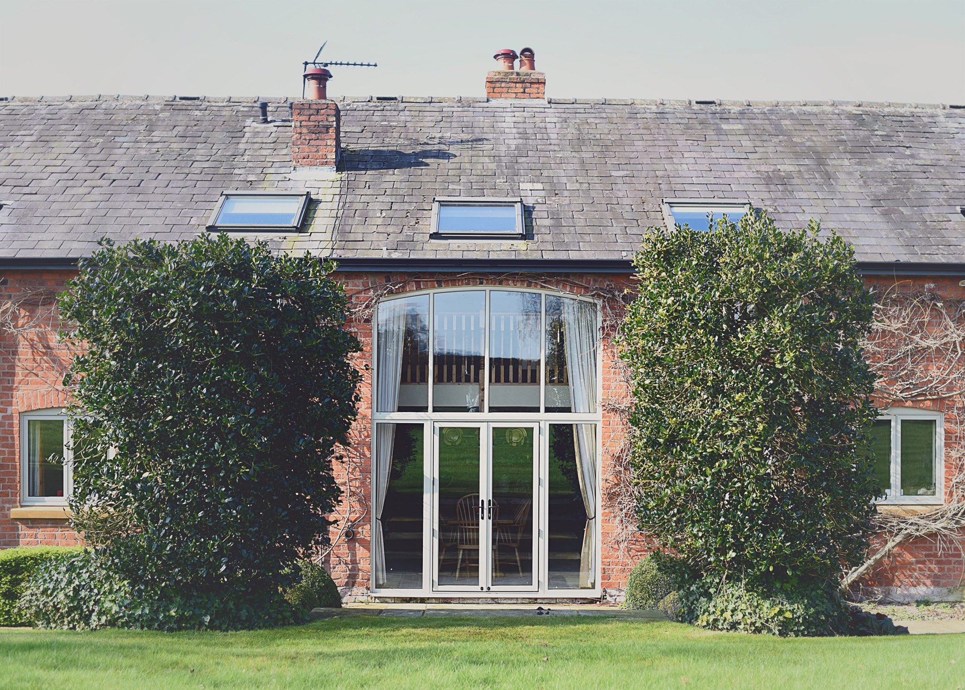 Grey Aluminium Arched French Doors