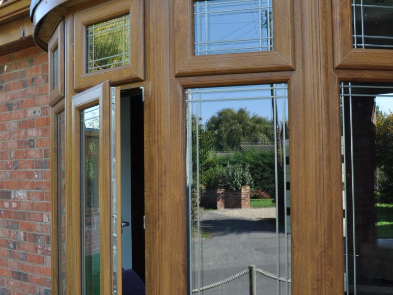 Woodgrain Bow Windows