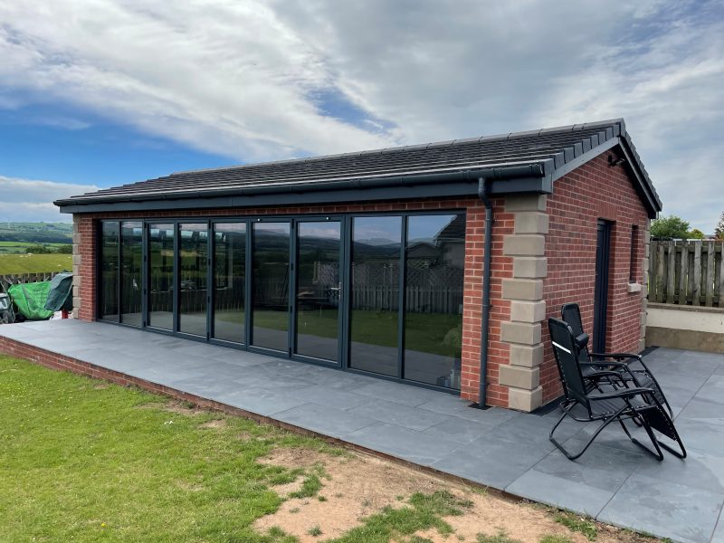 Five panel black bifold doors