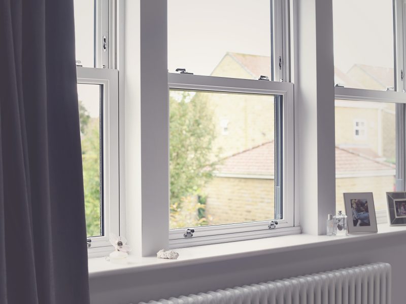 Interior view of sliding sash windows