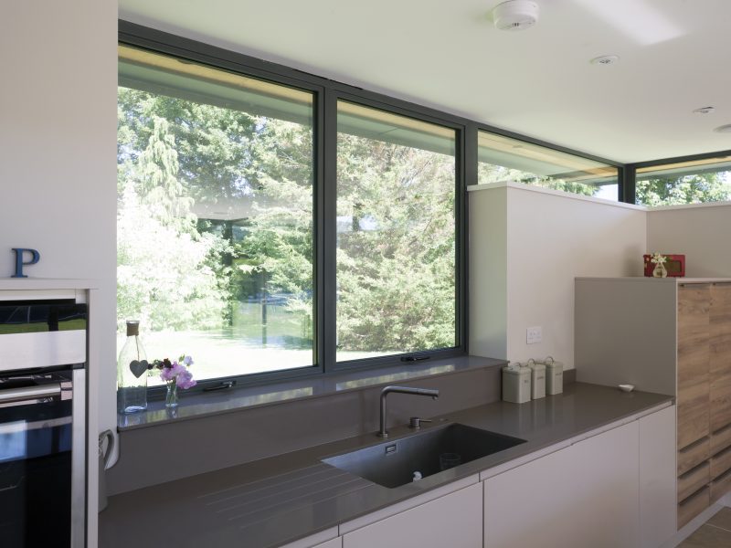 Dark grey modern kitchen windows