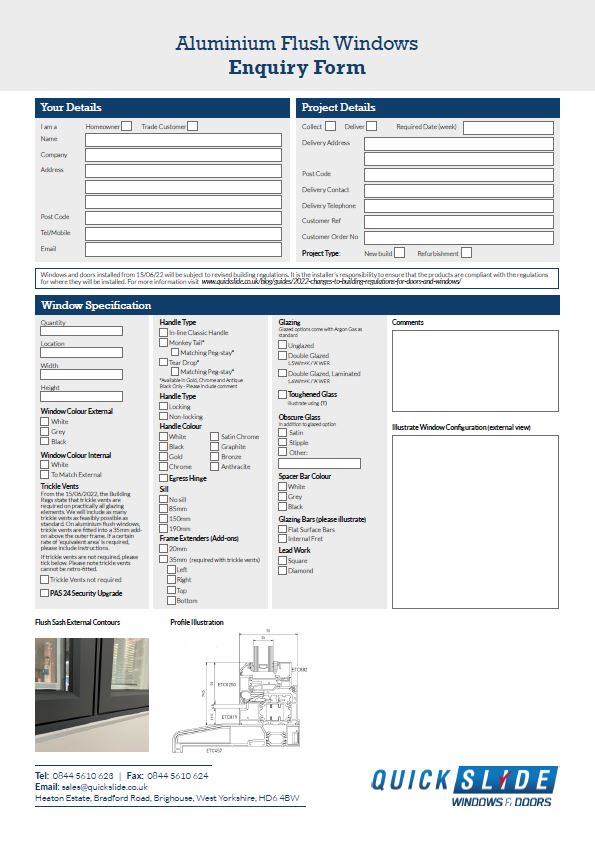 Window Incharger Form Aluminium Flush Sash Windows Order Form pdf