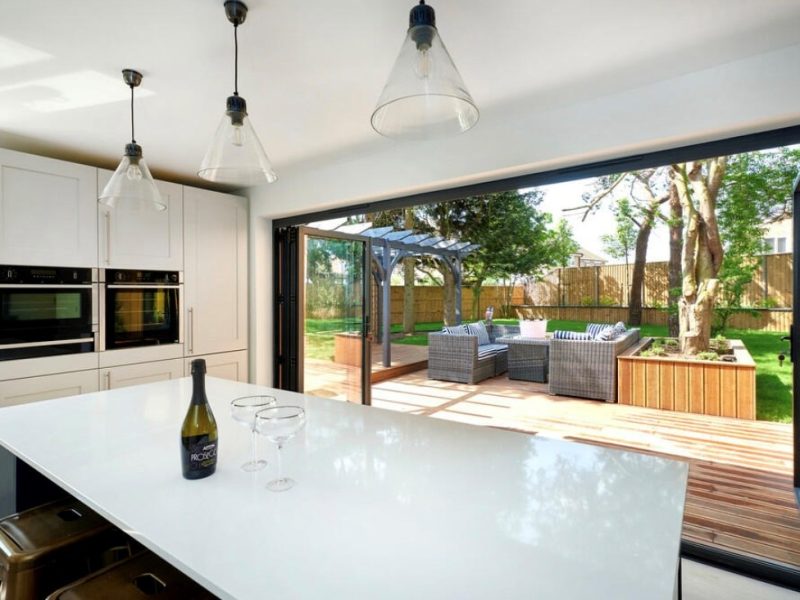 Black aluminium contemporary bifolds