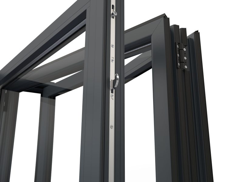 Minimalist 122mm aluminium bifold door sightlines for maximum glass visibility