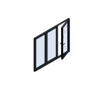Three-section slide and stack doors configuration