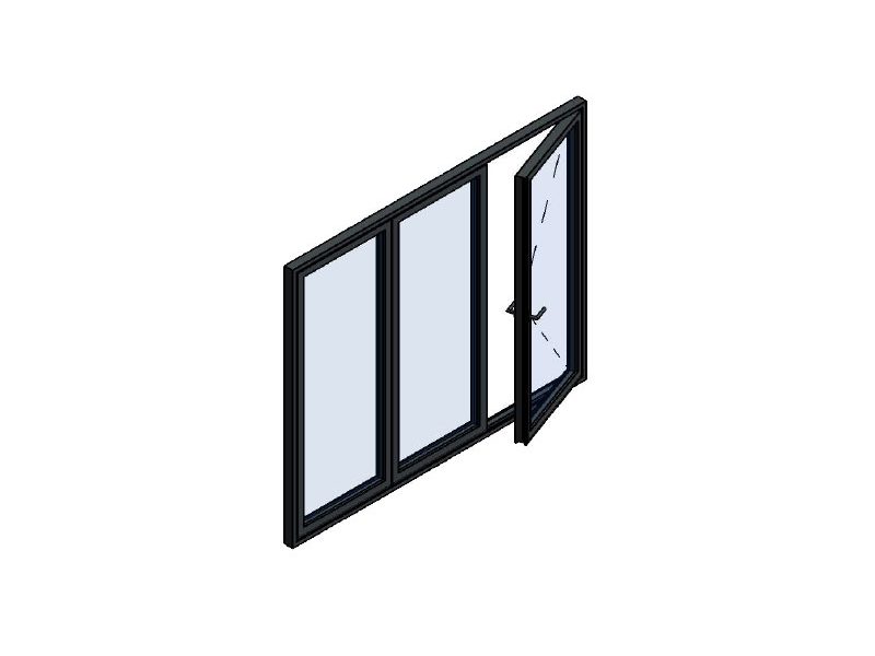 Three-section slide and stack doors configuration