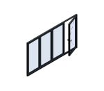 Four-section slide and stack doors configuration