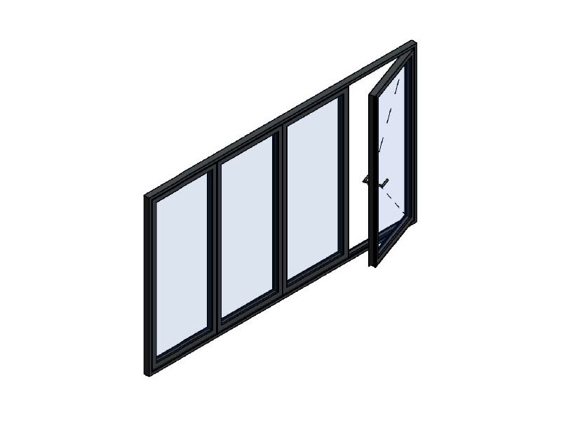 Four-section slide and stack doors configuration