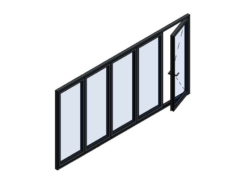 Five-section slide and stack doors configuration