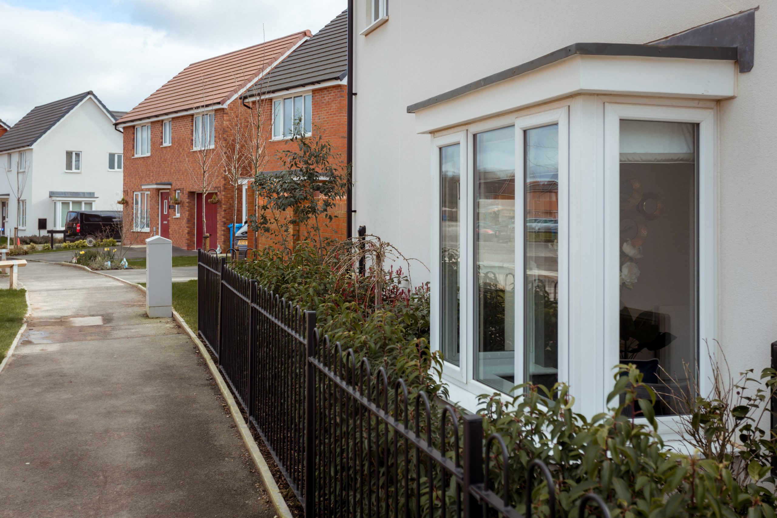Close-up of smooth white uPVC windows in a Countryside home, emphasizing quality