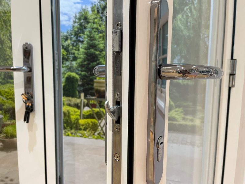 Secure multi-point locking system on uPVC flush French doors for enhanced protection