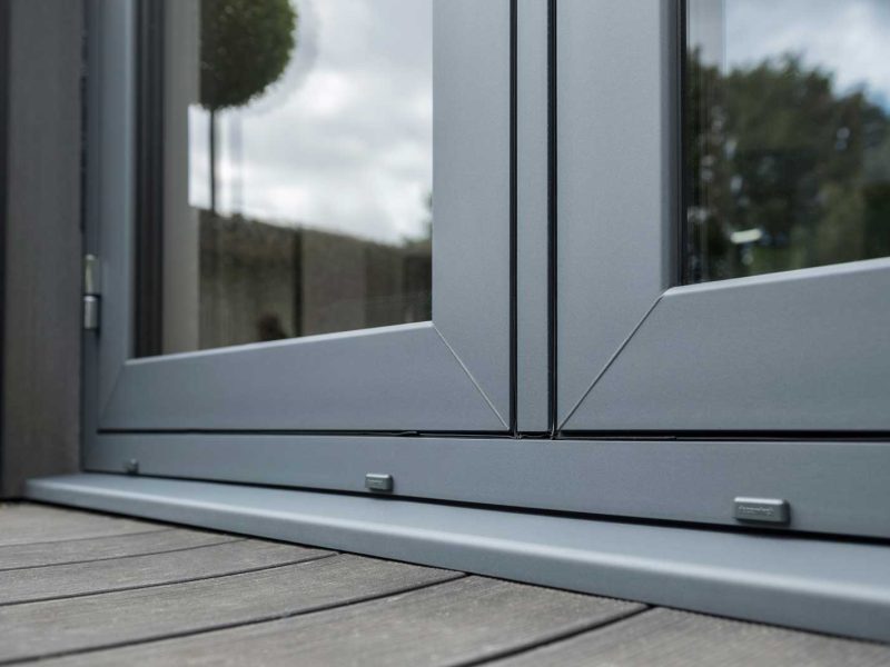 Clean 45° welded corner joints on uPVC flush French doors for a strong, seamless finish