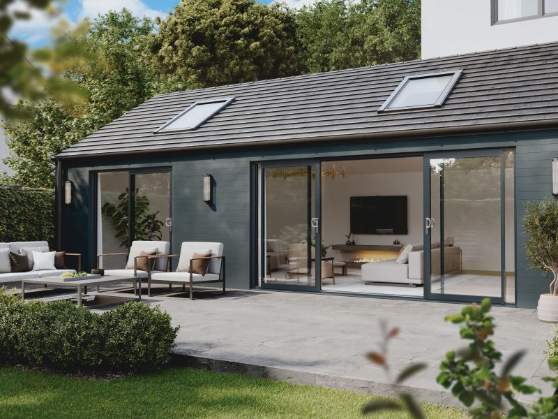 Visual guide to aluminium sliding patio door configurations, showing flexible 2 to 4 panel layout options