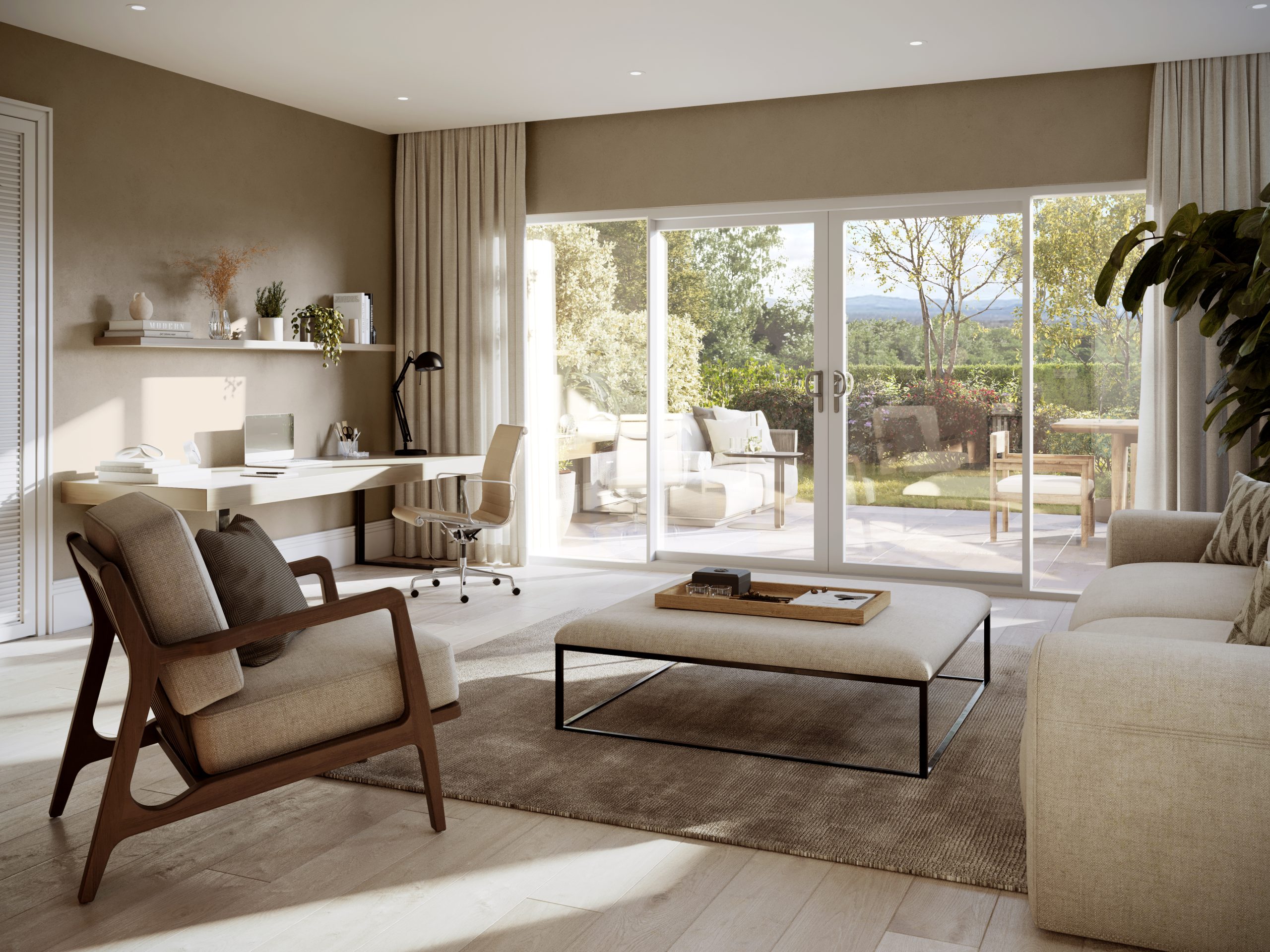 Large sliding patio doors maximising daylight in a modern living space