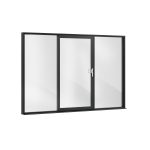Three-pane Epwin Stellar inline sliding door with slim aluminium profile and wide glass panels