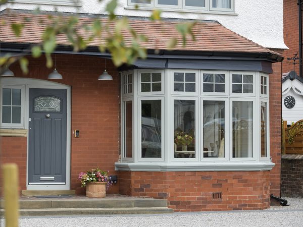 uPVC flush window with a timber-look finish, offering traditional style and modern performance