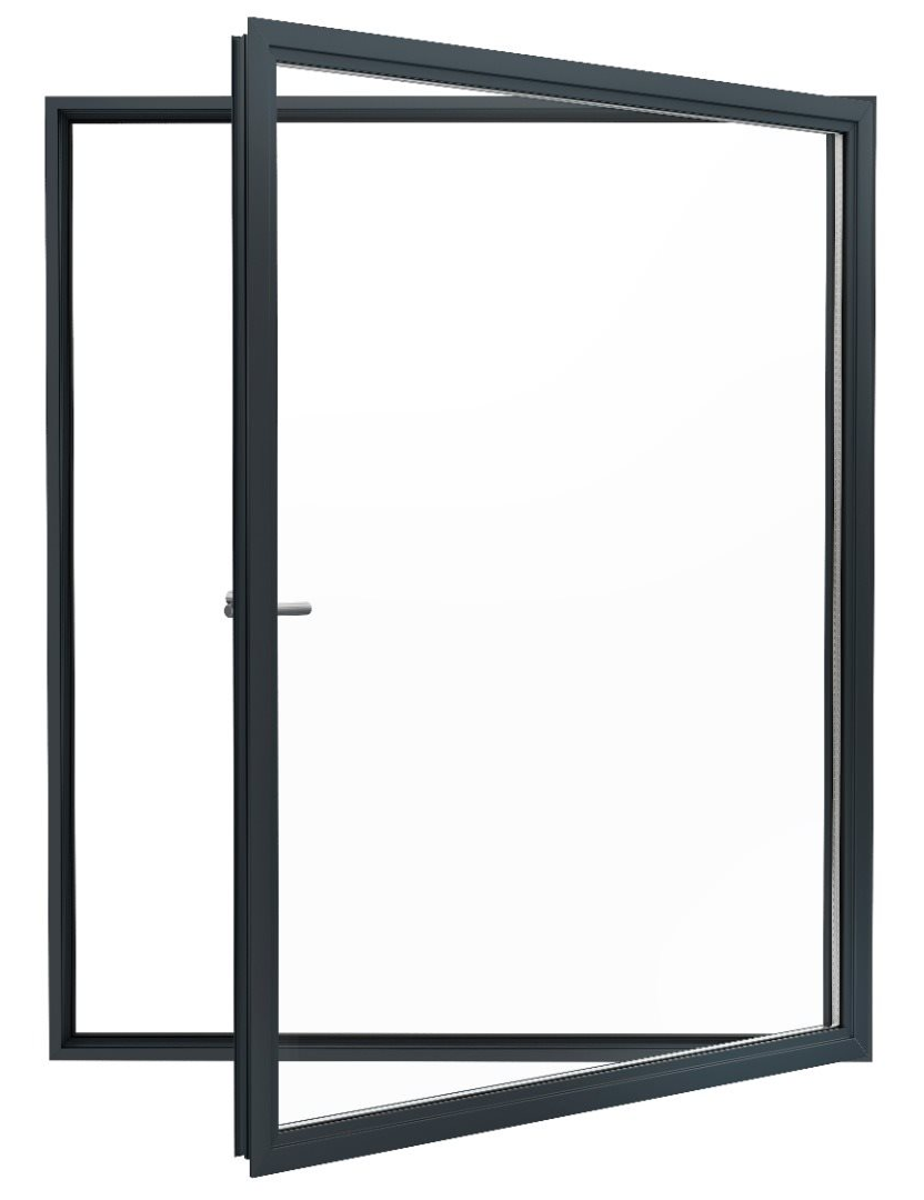 Close-up of aluminium heritage window with highlighted features for interactive learning