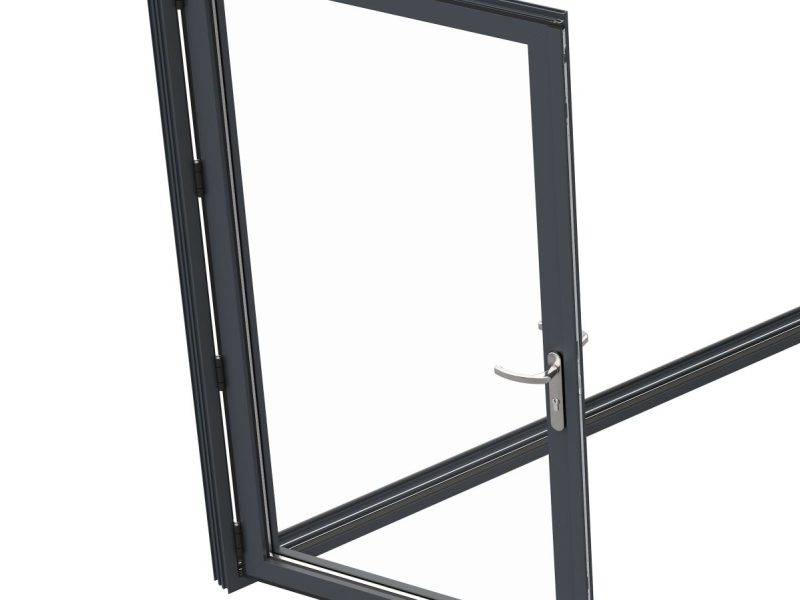 Close-up of an aluminium window with 122mm sightlines, highlighting its sleek and minimalist appearance