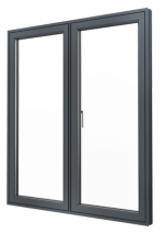 Close-up of a standalone aluminium flush casement window with clean lines
