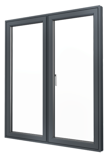 Close-up of a standalone aluminium flush casement window with clean lines