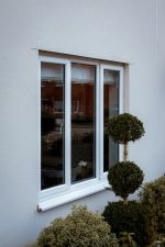 Detailed view of a side-hung uPVC casement window