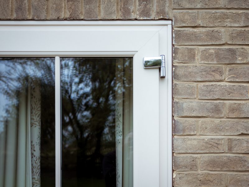 Close-up of the precision corner joints in uPVC French doors, highlighting durability and craftsmanship
