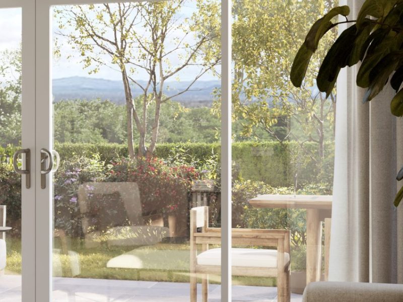 Close-up of the slim interlock on Stellar sliding doors, offering more glass and minimal frame