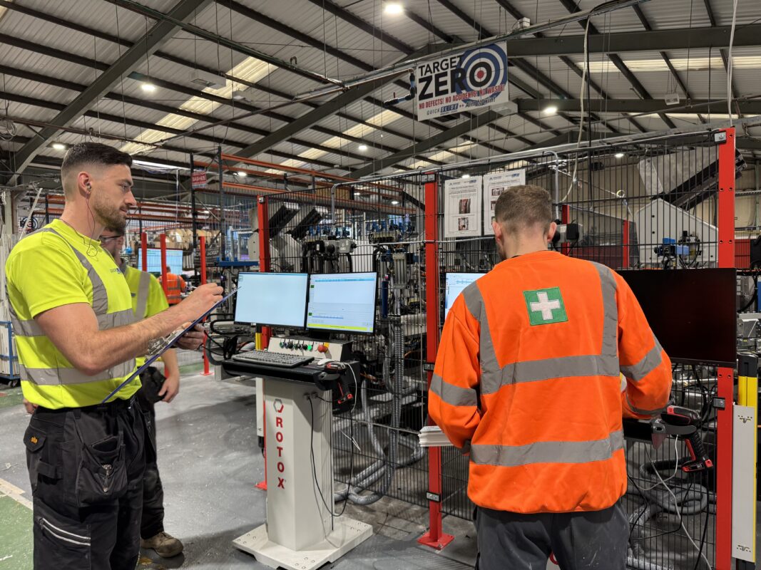 Quickslide’s custom mech-weld machines installed in Brighouse factory, dramatically speeding production.