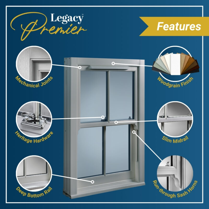 Quickslide Legacy™ Premier uPVC sliding sash window with heritage detailing and traditional proportions.