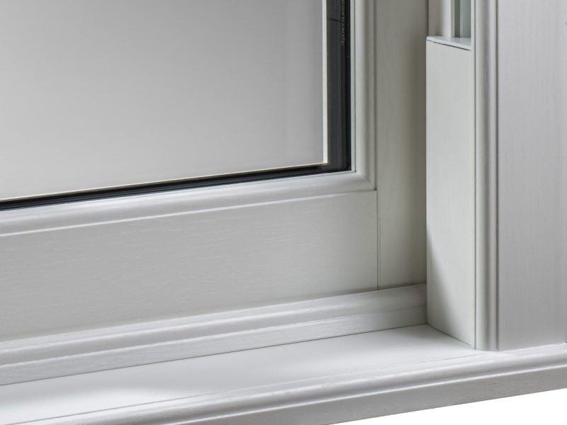 Close-up of integrated cill on sash window.